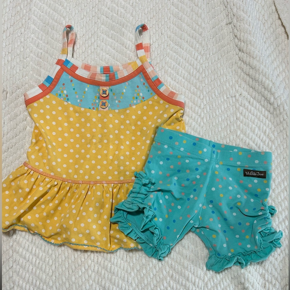 Matilda Jane Yellow and Blue Polka Dot Toddler Set